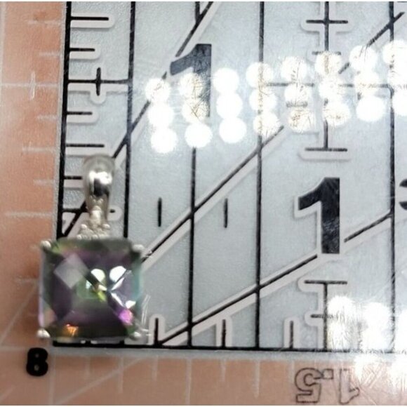 10k EMA Mystic Topaz Pendant Solid White Gold Setting Hearts in Frame 3 Accents - Picture 3 of 16